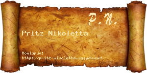Pritz Nikoletta névjegykártya